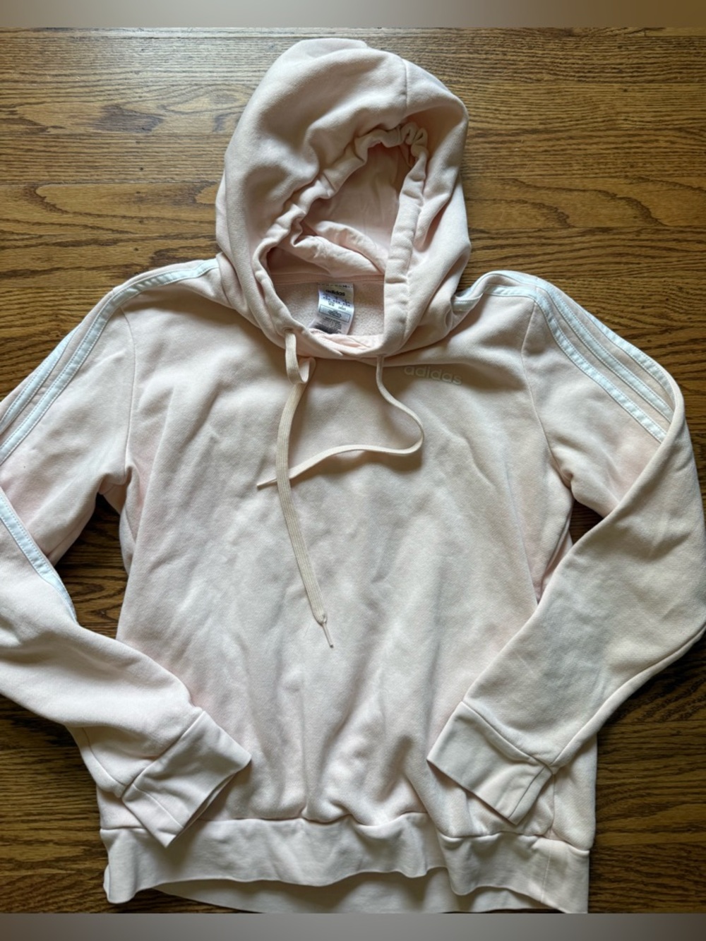 adidas Women’s Light Pink Hoodie with Signature Three Stripes